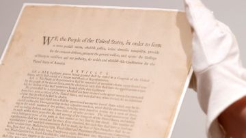 El ejemplar de la primera impresión del texto final de la Constitución de los Estados Unidos de 1787.