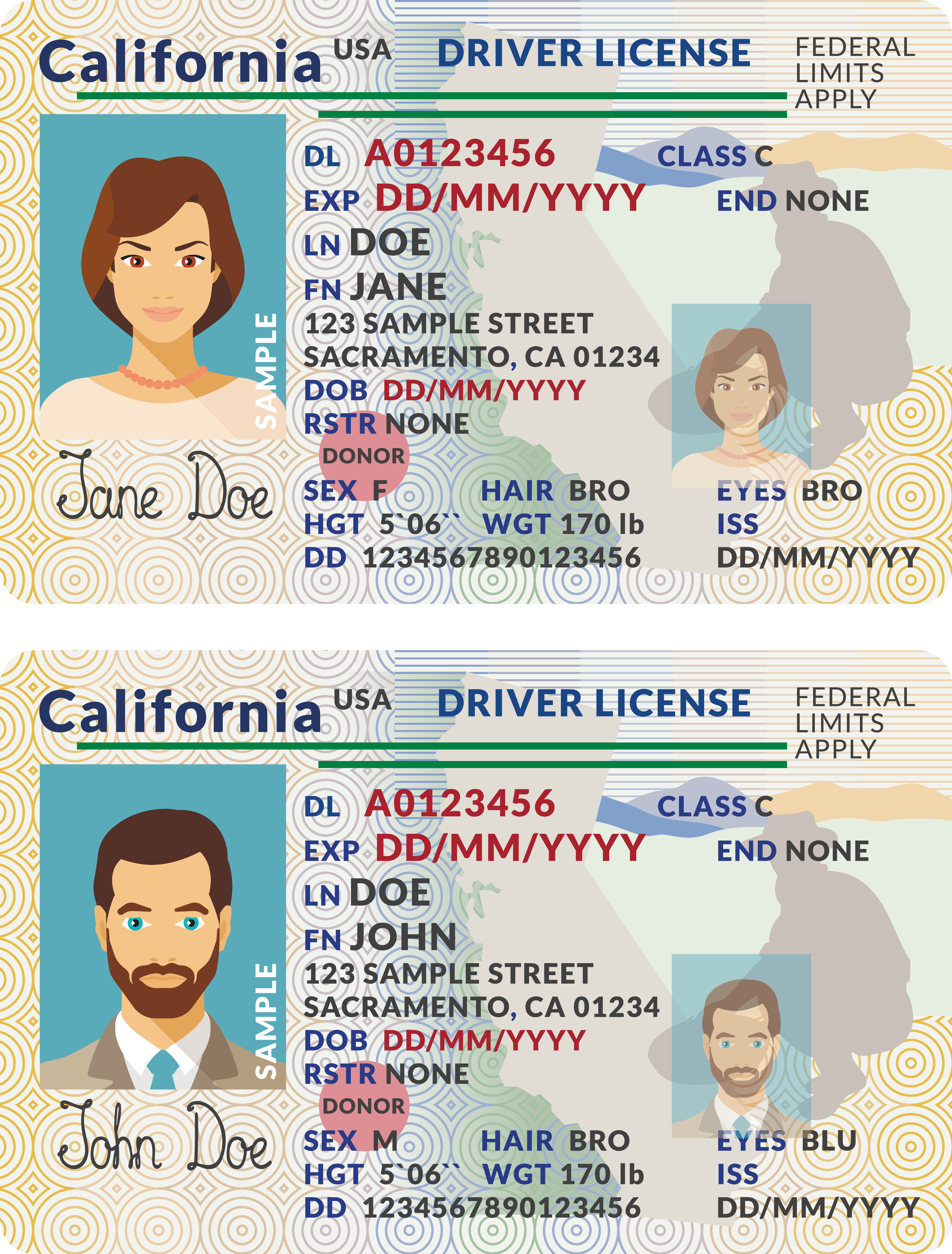 Imagen digital de licencias de conducir del estado de California