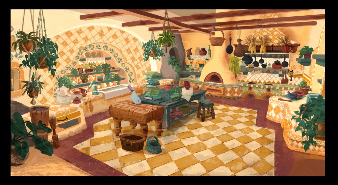 Concepto de la cocina de Casa Madrigal dibujado por Lorelay Bové. / Foto: Disney