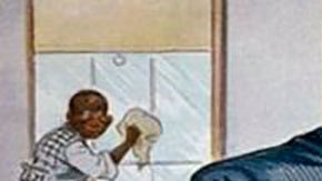 Caricatura de 1899 sobre la política estadounidense de enseñar inglés a sus nuevas colonias con niños de Filipinas, Hawái, Puerto Rico y Cuba en la primera fila.