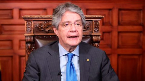 Guillermo Lasso durante el discurso anunciando el estado de emergencia.