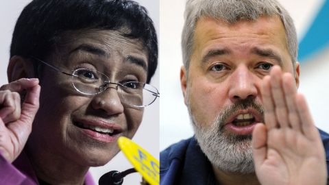 Maria Ressa (i) y Dmitry Muratov (d) fueron galardonados con el Nobel de la Paz 2021.