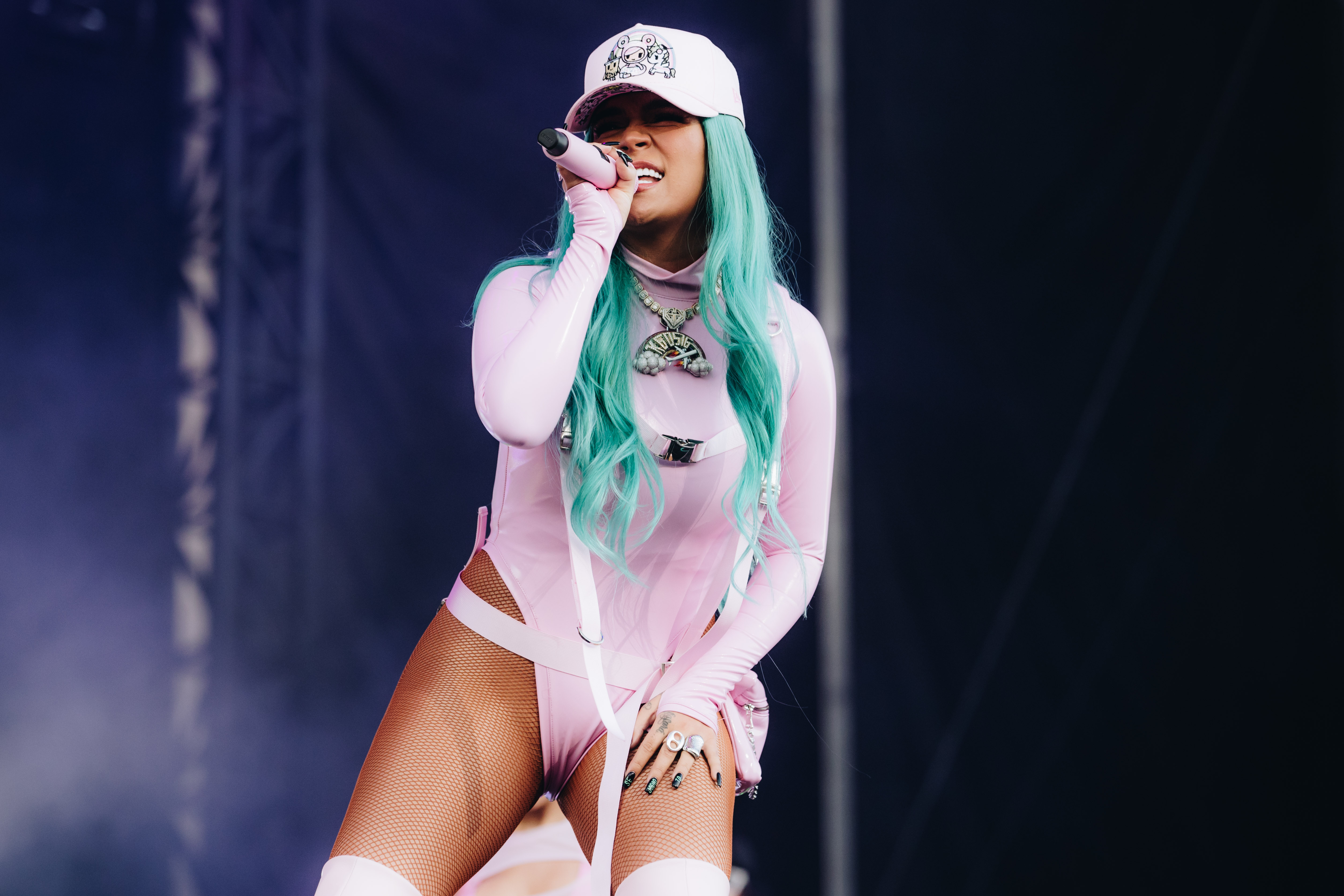 AUSTIN, TEXAS - OCTOBER 03: Karol G performs onstage during Austin City Limits Festival at Zilker Park on October 03, 2021 in Austin, Texas. (Photo by Rich Fury/Getty Images)