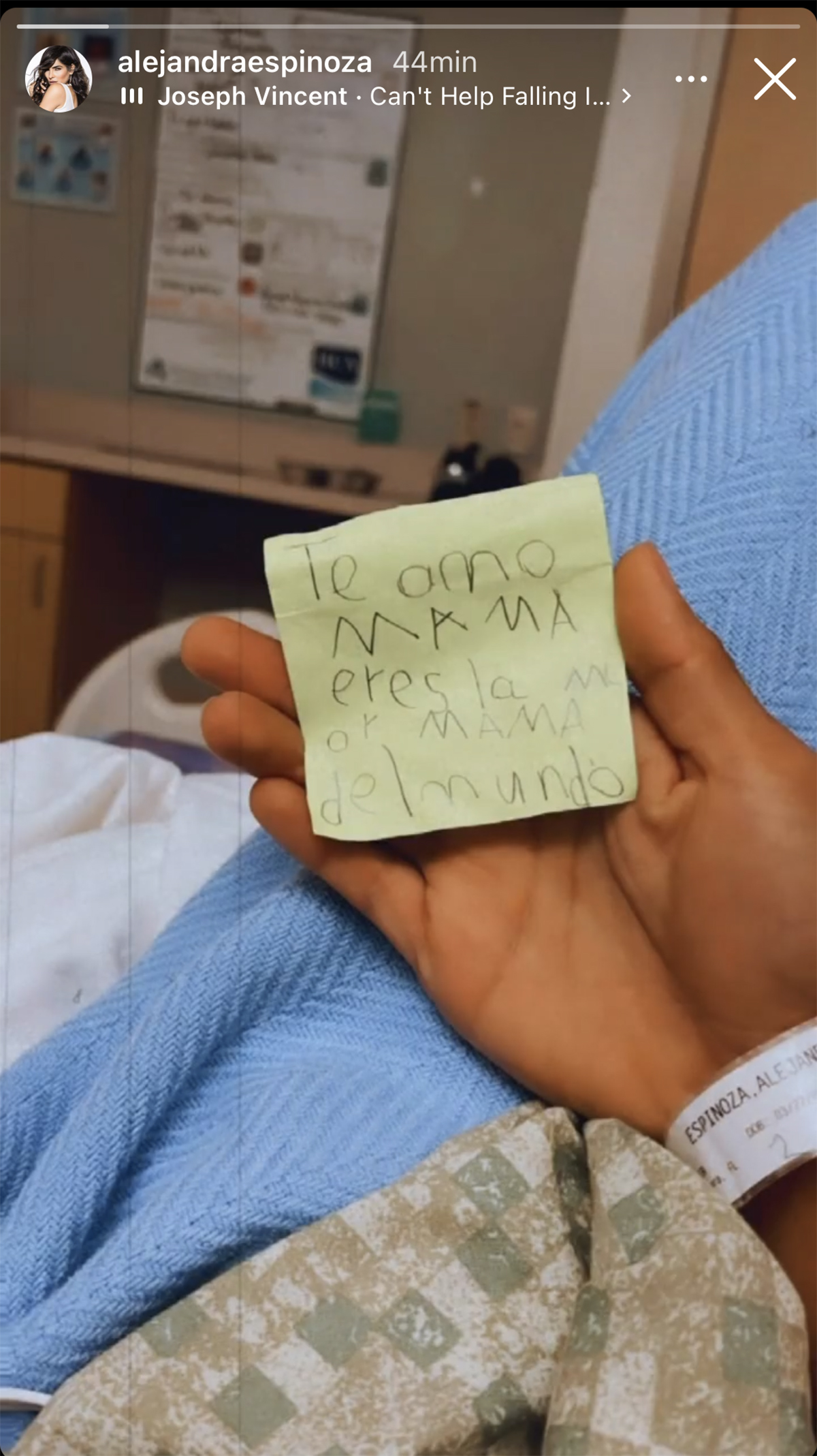 Alejandra Espinoza's message that revealed that she was hospitalized