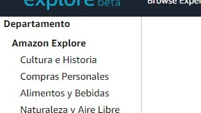 Página principal de Amazon Explore.