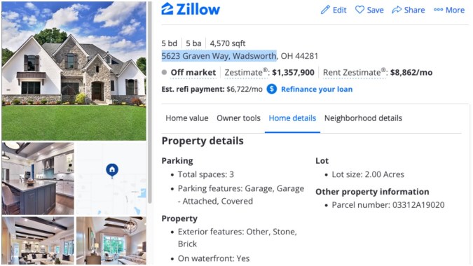 Así luce la casa de Myles Garrett cuando no es Halloween (Zillow)