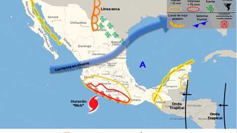 Huracán Rick podría convertirse en categoría 2, pronosticó el SMN.