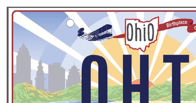 Foto de la nueva placa de Ohio con un error de diseño