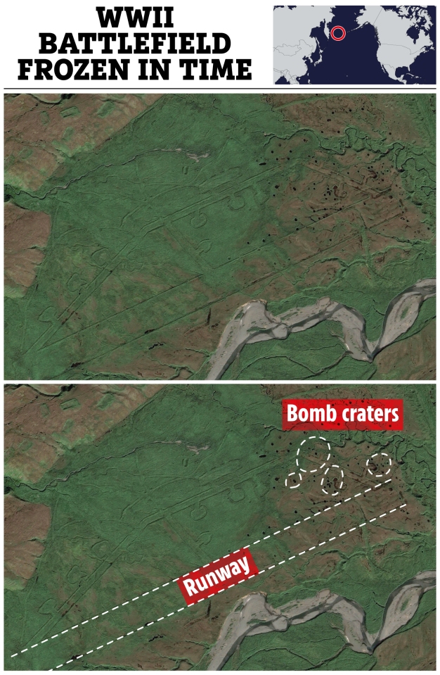 A través de las imágenes satelitales provistas por Google Maps, usuarios descubrieron evidencias de la Batalla de Attu de 1943.