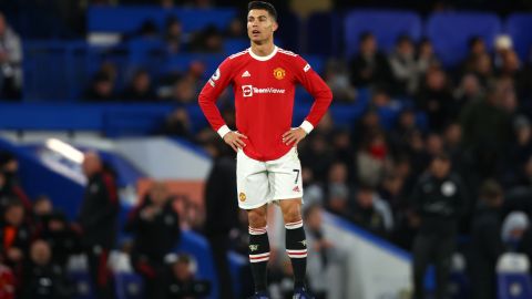 Cristiano Ronaldo con el Manchester United en un partido de la Champions League.