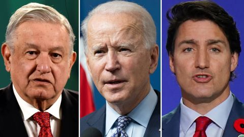 Los presidentes Andrés Manuel López Obrador, Joe Biden y el primer ministro Justin Trudeau.