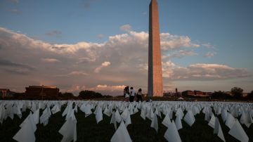 Una instalación de 650,00 banderas blancas rindió tributo a los muertos por Covid-19 en septiembre.