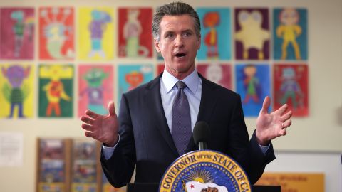 SAN FRANCISCO, CALIFORNIA - OCTOBER 01: California Gov. Gavin Newsom speaks during a news conference after meeting with students at James Denman Middle School on October 01, 2021 in San Francisco, California. California Gov. Gavin Newsom announced that California will become the first state in the nation to mandate students to have a COVID-19 vaccination in order to attend in person classes. The mandate will go into effect at all private and public schools in the state when the FDA approves the vaccinations for students age and grade level. It is expected that 7th to 12th graders will likely have to have the vaccine by January of 2022. (Photo by Justin Sullivan/Getty Images)