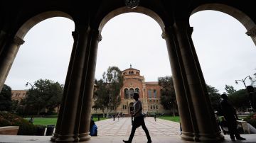 LOS ANGELES, CA - APRIL 23: A student walks near Royce Hall on the campus of UCLA on April 23, 2012 in Los Angeles, California. According to reports, half of recent college graduates with bachelor's degrees are finding themselves underemployed or jobless. (Photo by Kevork Djansezian/Getty Images)