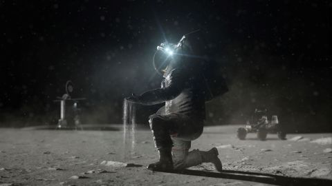 La ilustración muestra a un astronauta en la Luna.