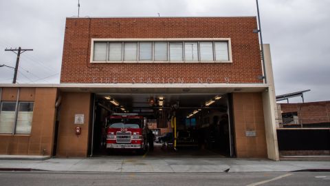 A pigeon is seen in front of the LAFD Station No9 at Skid Row on April 12, 2020 in downtown Los Angeles, California. - One of the busiest fire station in the country , LA Fire Station 9 is on the front lines of California's homeless crisis e Coronavirus pandemic. (Photo by Apu GOMES / AFP) (Photo by APU GOMES/AFP via Getty Images)