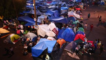 Campamento migrante en Tijuana