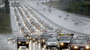 NEWHALL CA - JANUARY 10: Rain caused traffic delays in the South bound 14 Freeway in Newhall, CA on January 10, 2005. At least nine deaths have been attributed in Souther California due to rain related accidents. (Photo by J. Emilio Flores/Getty Images)
