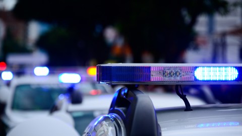 Foto de varios autos de policía con luces encendidas