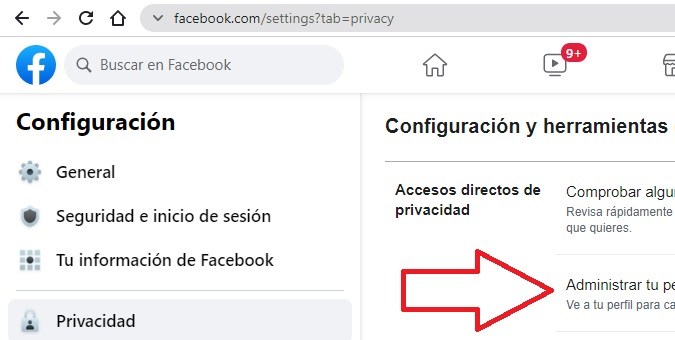 Captura de un perfil de Facebook
