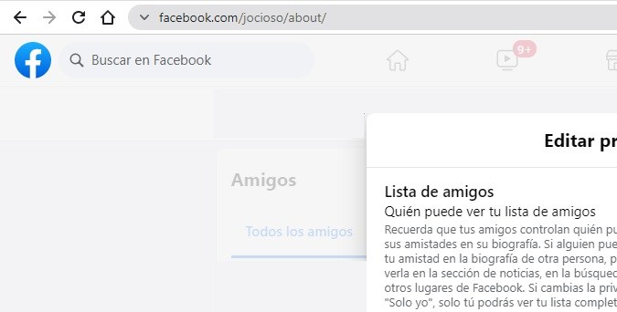 Captura de un perfil de Facebook