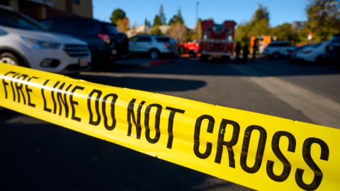 Fire and hazmat personnel investigate after four people were take to the hospital with possible fentanyl exposure, at a hotel in the Woodland Hills neighborhood of Los Angeles, California, December 31, 2019. - Authorities said one victim was in grave condition and three others in fair but stable condition. (Photo by Robyn Beck / AFP) (Photo by ROBYN BECK/AFP via Getty Images)