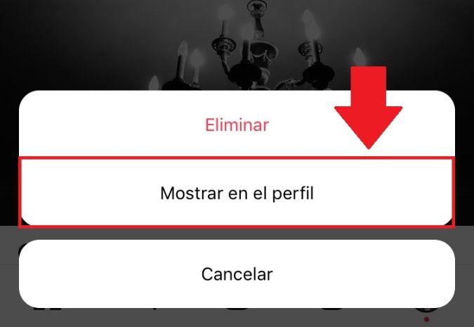 Captura de pantalla mostrando la opción para desarchivar fotos en Instagram.