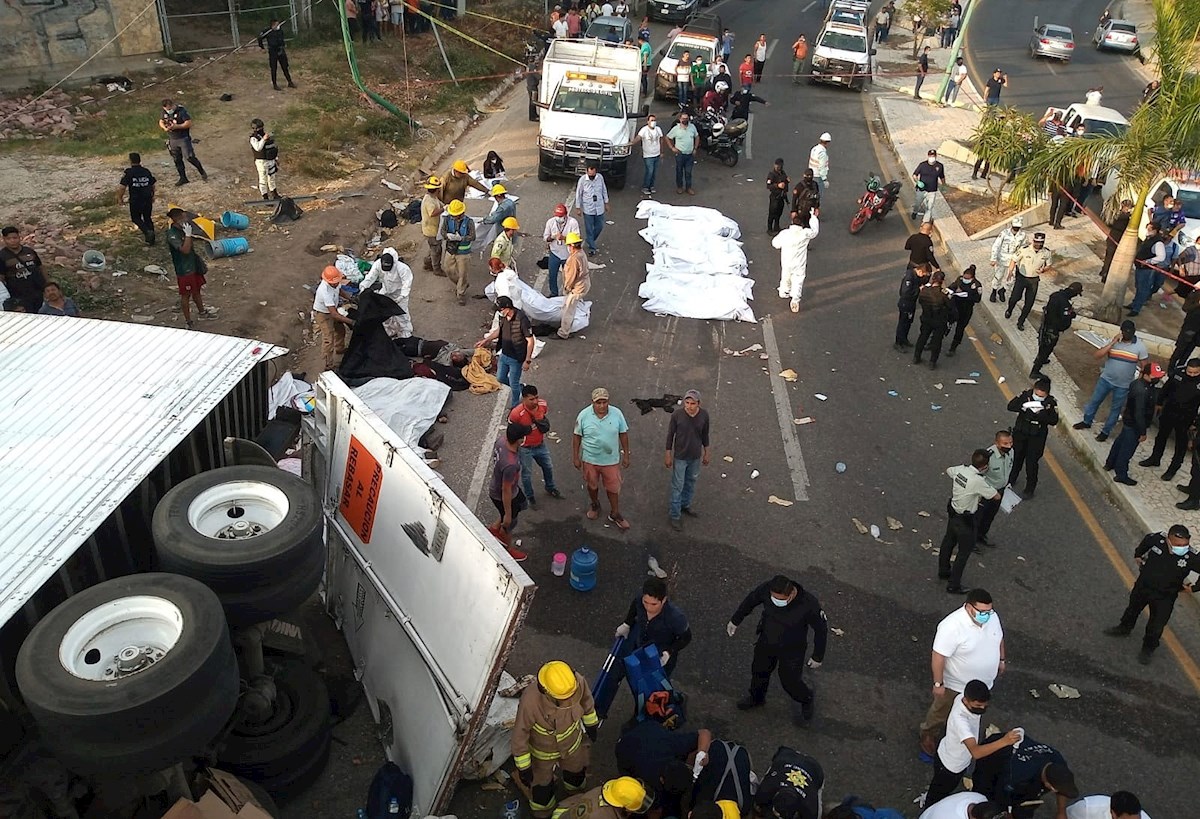 Choque de camión dejó 56 migrantes muertos el pasado 9 de diciembre en Chiapas, México.