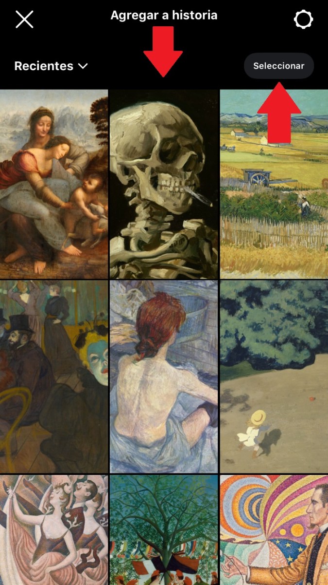 Captura de pantalla de la galería de fotos vista desde instagram