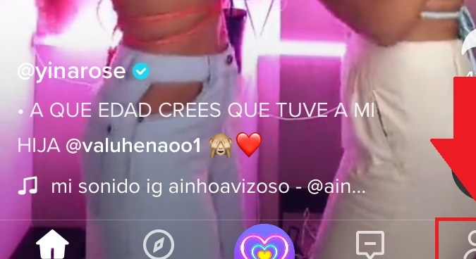 Captura de pantalla del inicio de Tik Tok