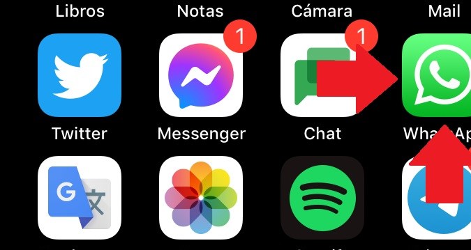 Captura de la pantalla de inicio de un iPhone