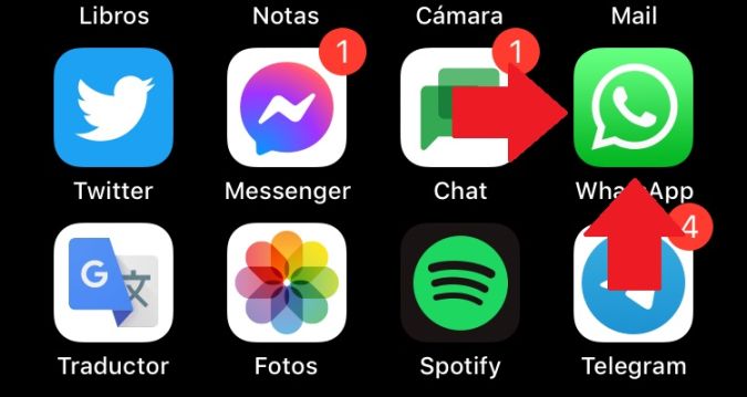 Captura de la pantalla de inicio de un iPhone
