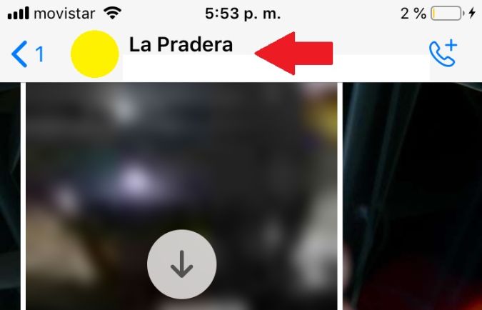 Captura de pantalla con la vista de un chat grupal en WhatsApp.