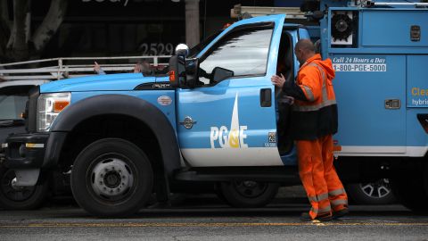 SAN FRANCISCO, CALIFORNIA - JANUARY 17: The Pacific Gas & Electric (PG&E) logo is displayed on a PG&E truck on January 17, 2019 in San Francisco, California. PG&E announced that they are preparing to file for bankruptcy at the end of January as they face an estimated $30 billion in legal claims for electrical equipment that might have been responsible for igniting destructive wildfires in California. (Photo by Justin Sullivan/Getty Images)