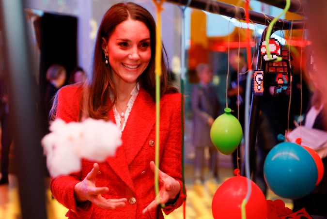 COPENHAGEN, DENMARK - FEBRUARY 22: Catherine, Duchess of Cambridge visits the LEGO Foundation PlayLab on February 22, 2022 in Copenhagen, Denmark. The Duchess of Cambridge visits Copenhagen between 22nd and 23rd February on a working visit with The Royal Foundation Centre for Early Childhood. (Photo by John Sibley - WPA Pool/Getty Images)