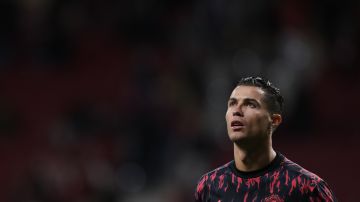 Cristiano Ronaldo en el partido del Manchester United vs Atlético de Madrid por UEFA Champions League.