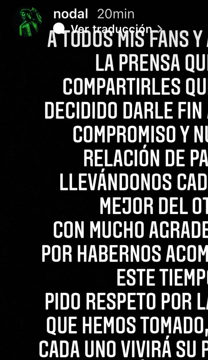 Christian Nodal así comunica el fin de su relación con Belinda