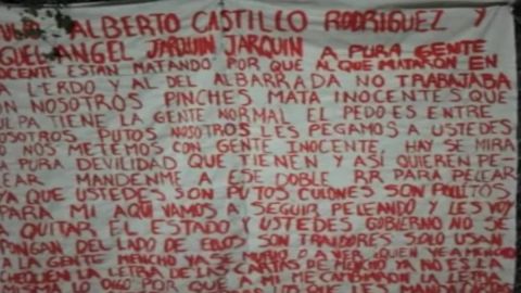 Aparecen narcomantas de cártel rival al CJNG con rumor sobre la muerte del Mencho.