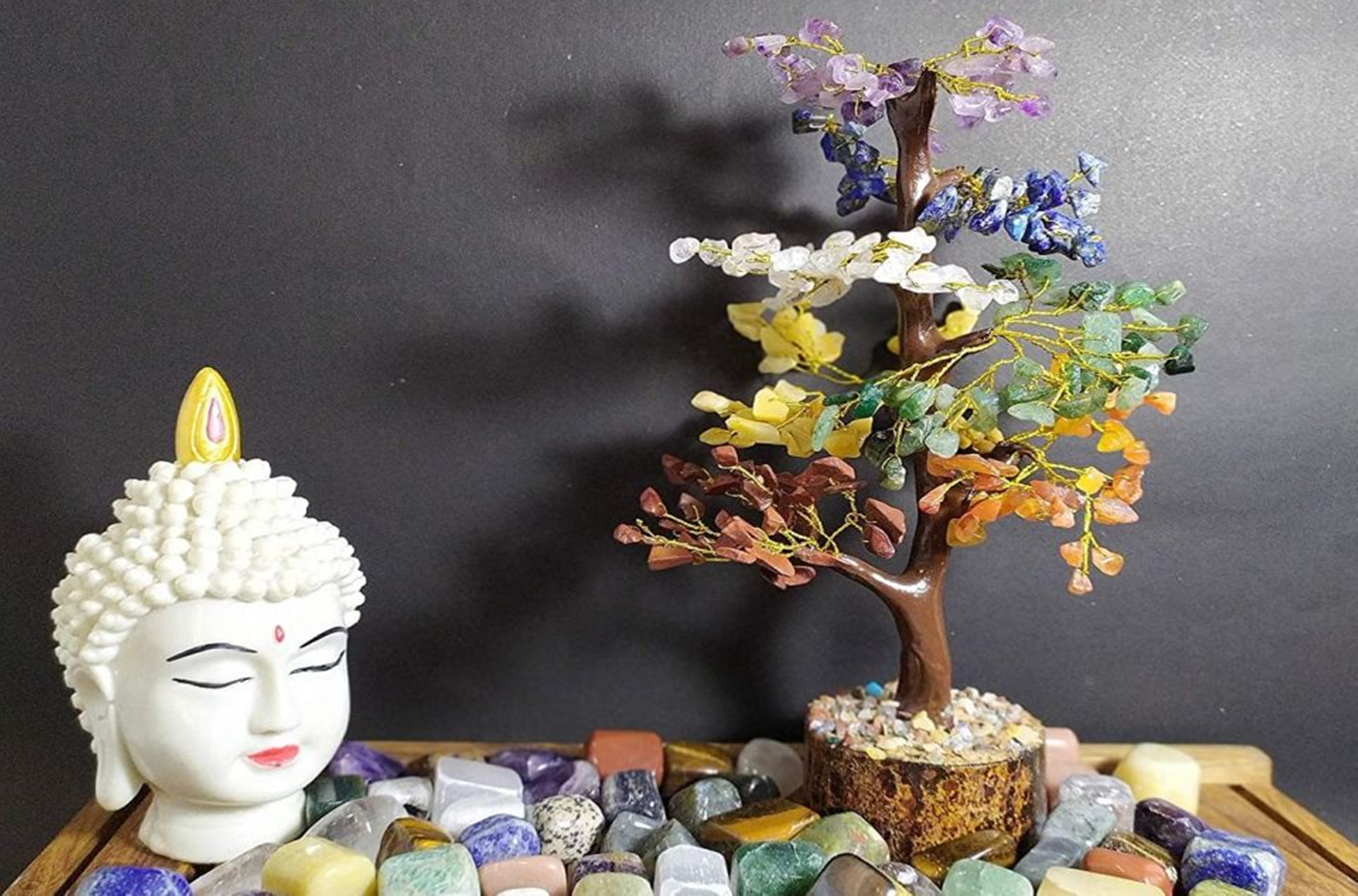alambre de cobre KYEYGWO riqueza y salud Árbol de cristal con base de ágata árbol de dinero Feng Shui Bonsai para la suerte 