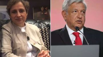 La periodista Carmen Aristegui y el presidente Andrés Manuel López Obrador.