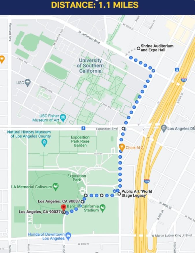 Ruta del desfile de L.A. Rams