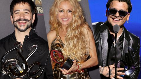 Camilo, Paulina Rubio y Christian Nodal