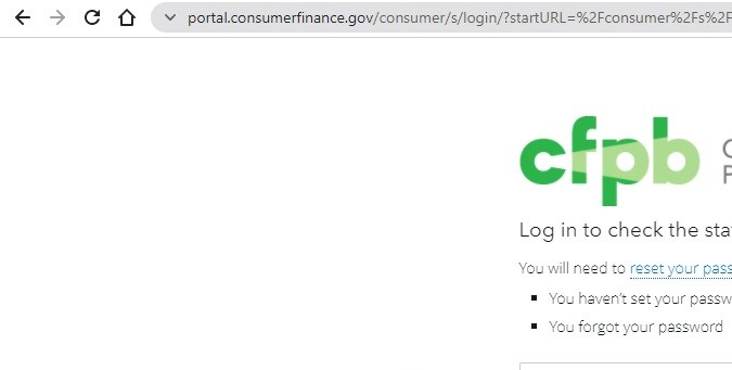 Captura de la página oficial de la CFPB de Estados Unidos.