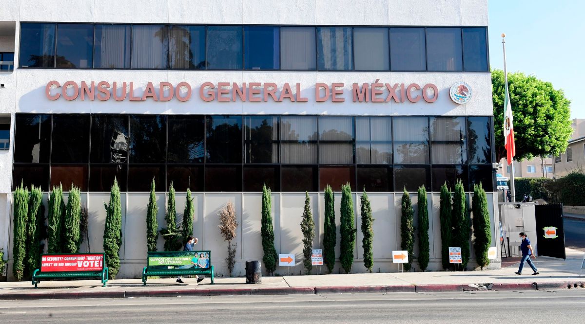 Pedestrians walk past the Consulate General of Mexico in Los Angeles, California on October 16, 2020, a day after former Mexican Secretary of Defense Salvador Cienfuegos was arrested at Los Angeles International Airport at the request of the US Drug Enforcement Administration. - Former Mexican defense minister Salvador Cienfuegos has been charged with drug trafficking and laundering money while he was in the government, documents released by federal prosecutors in New York on October 16, 2020 said. (Photo by Frederic J. BROWN / AFP) (Photo by FREDERIC J. BROWN/AFP via Getty Images)