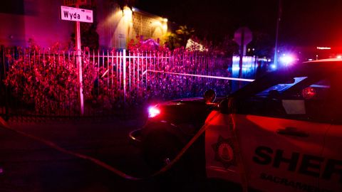 SACRAMENTO, CA - FEBRUARY 28: Police officers investigate the scene of a shooting at The Church in Sacramento on February 28, 2022, in Sacramento, California. Police have said a father killed himself after shooting and killing his family, including three children, at the church. (Photo by Max Whittaker/Getty Images)