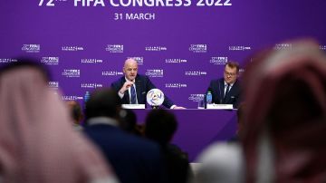 Gianni Infantino durante la presentación del Congreso de la FIFA en Qatar.