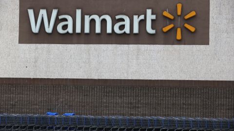 RICHMOND, CALIFORNIA - SEPTEMBER 03: Shopping carts sit in front of a Walmart store on September 03, 2020 in Richmond, California. Walmart has announced plans to launch Walmart Plus delivery service to compete with Amazon Prime. The $98 per year service will offer free delivery of food and items available from nearby stores. (Photo by Justin Sullivan/Getty Images)