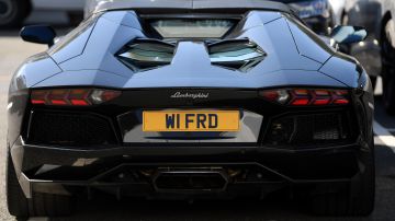 LONDON, ENGLAND - OCTOBER 03: A Lamborghini is seen outside the stadium prior to the Premier League match between Crystal Palace and Leicester City at Selhurst Park on October 03, 2021 in London, England. (Photo by Mike Hewitt/Getty Images)