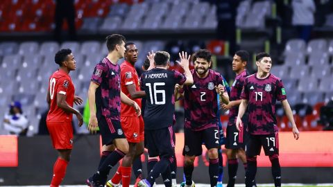 Jugadores de México en el pasado compromiso de Eliminatorias frente a Panamá.