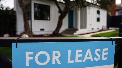 LOS ANGELES, CALIFORNIA - MARCH 15: A "For Lease" sign is posted outside a house available for rent on March 15, 2022 in Los Angeles, California. Single-family rental home prices are soaring and increased a record 12.6 percent in January compared to the previous year, according to new data from CoreLogic. (Photo by Mario Tama/Getty Images)